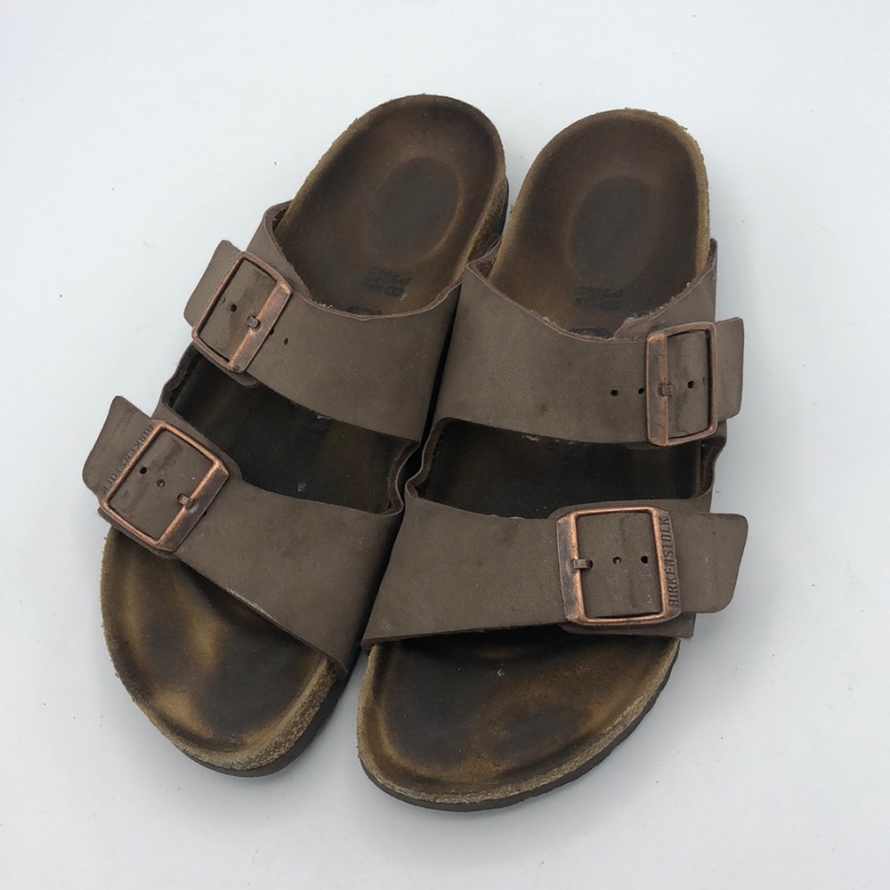 Birkenstock Arizona 2 Strap Leather Sandals Brown Size 38
